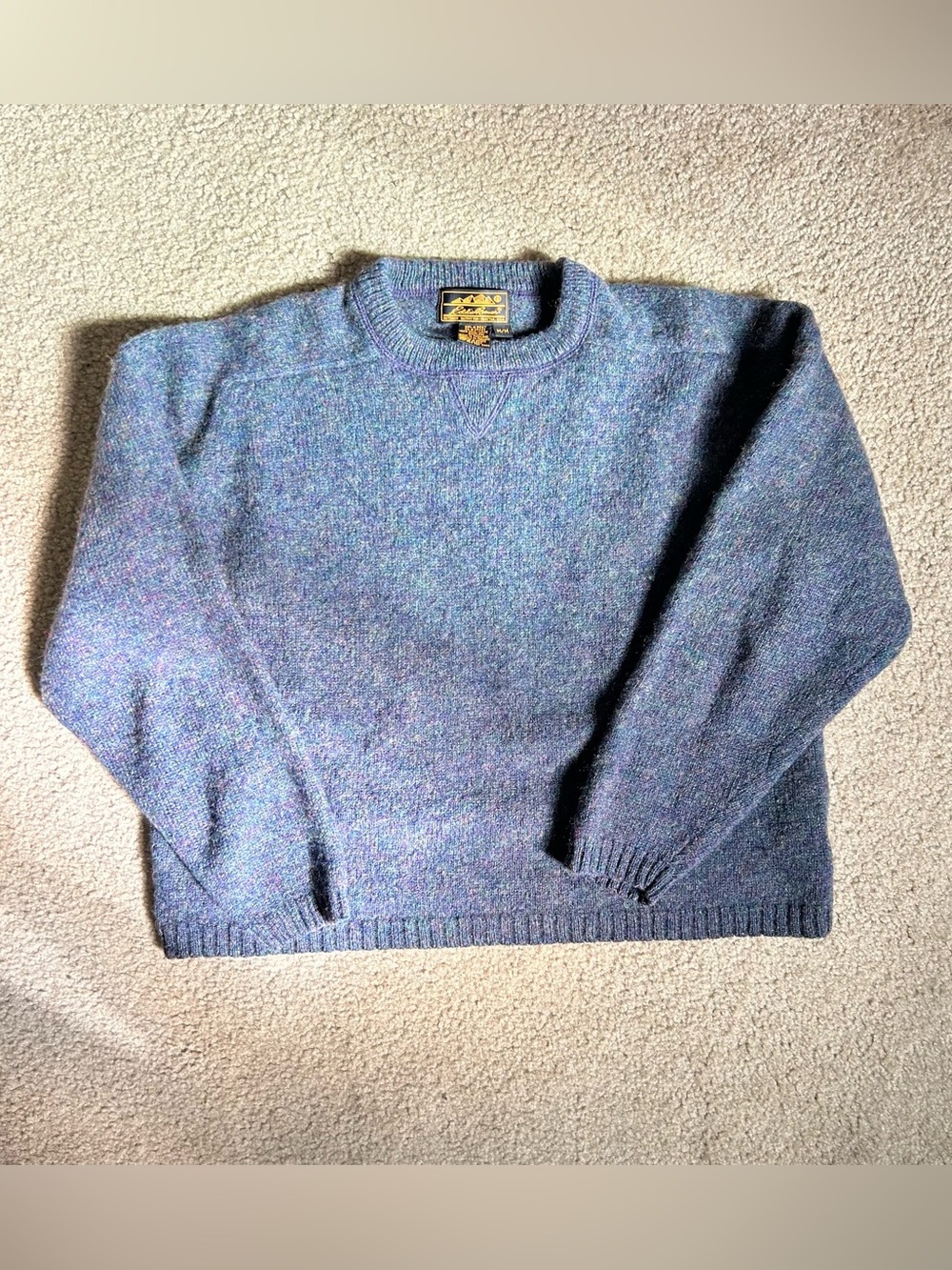 Vintage Eddie Bauer Blue Heather Crewneck Sweater 100% Wool